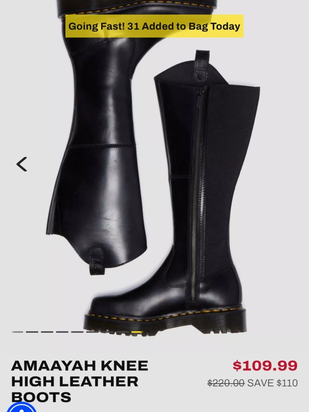 Dr. Martens Black Knee-High Leather Over-the-Knee Boots